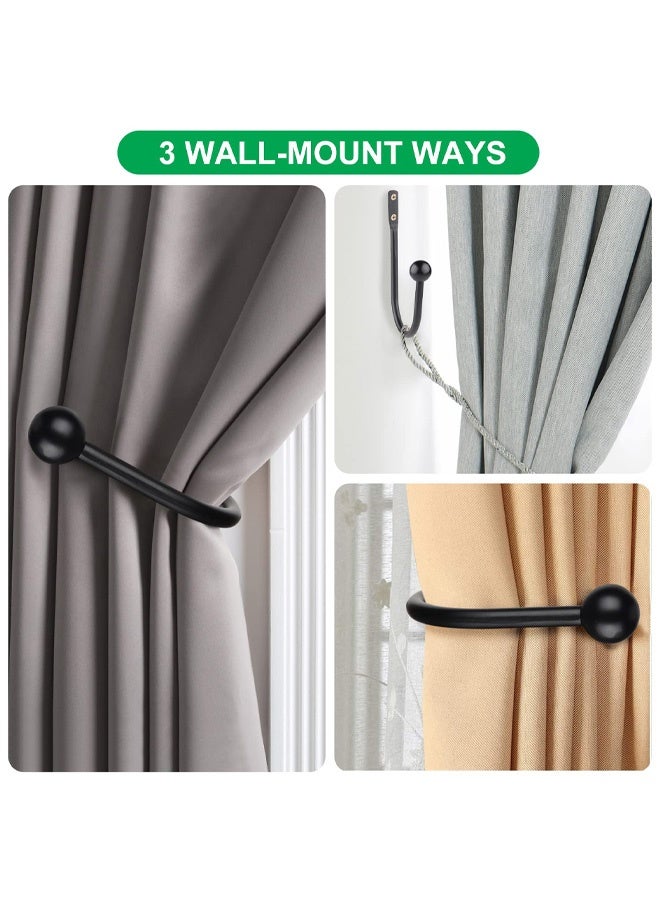 2 PCS Curtain Holdbacks, Curtains Holder Wall Mounted Drapery Tiebacks Retro Window Hook for Home Decor, Matte Black - Image 5